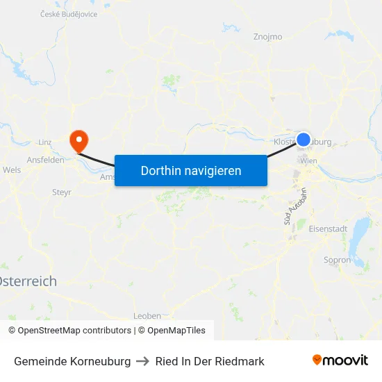 Gemeinde Korneuburg to Ried In Der Riedmark map