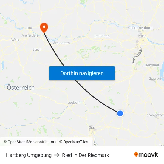 Hartberg Umgebung to Ried In Der Riedmark map