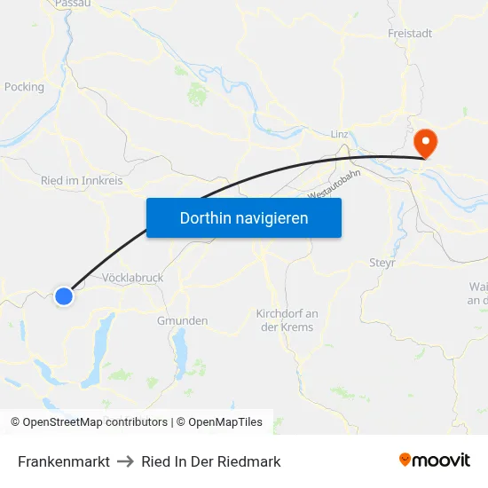 Frankenmarkt to Ried In Der Riedmark map