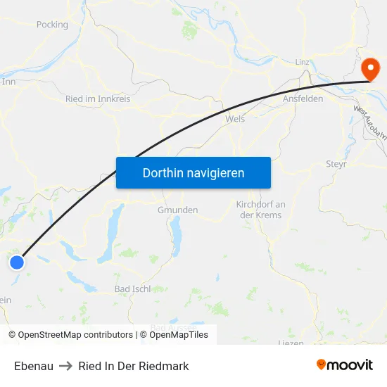 Ebenau to Ried In Der Riedmark map