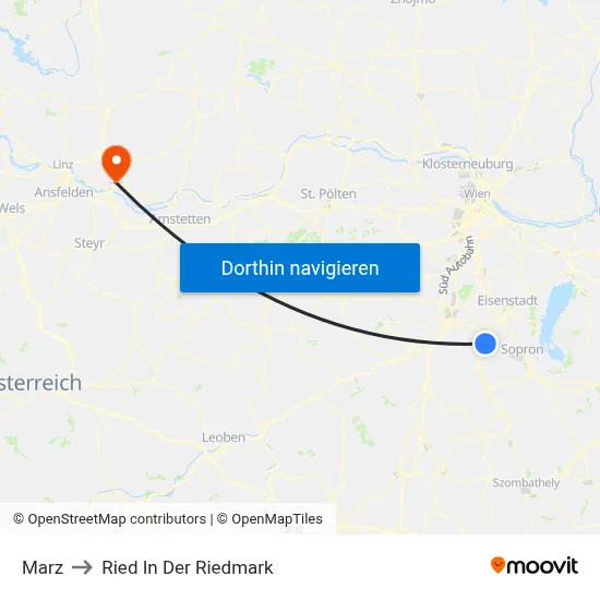 Marz to Ried In Der Riedmark map
