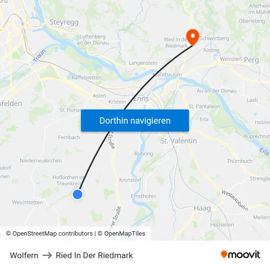 Wolfern to Ried In Der Riedmark map