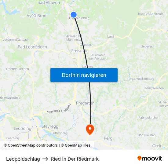 Leopoldschlag to Ried In Der Riedmark map