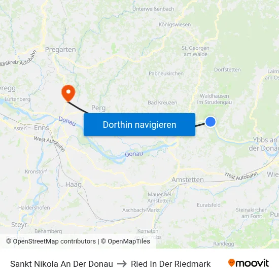 Sankt Nikola An Der Donau to Ried In Der Riedmark map