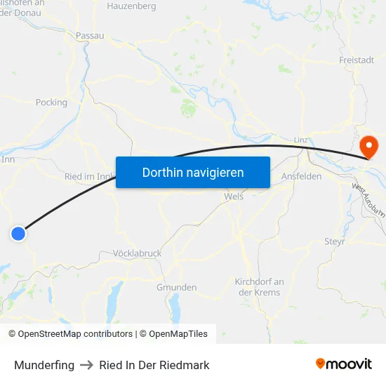 Munderfing to Ried In Der Riedmark map