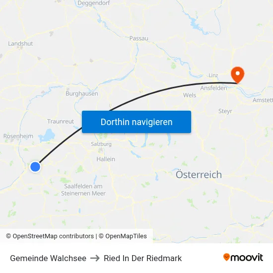 Gemeinde Walchsee to Ried In Der Riedmark map
