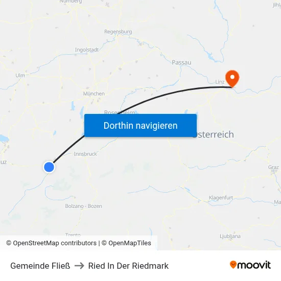 Gemeinde Fließ to Ried In Der Riedmark map