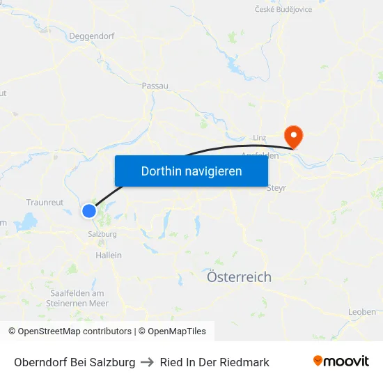 Oberndorf Bei Salzburg to Ried In Der Riedmark map