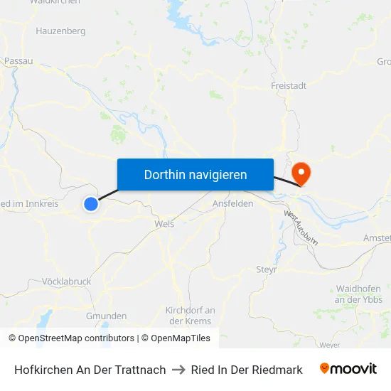 Hofkirchen An Der Trattnach to Ried In Der Riedmark map