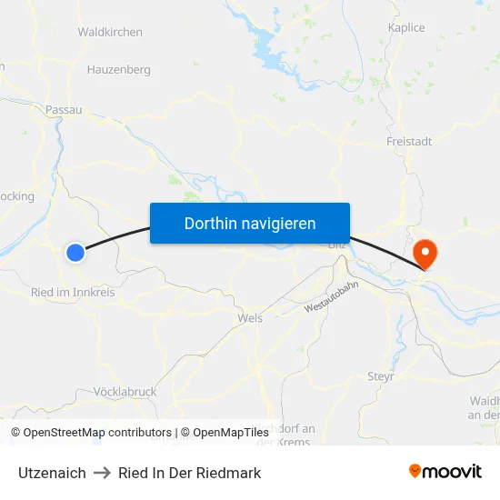 Utzenaich to Ried In Der Riedmark map