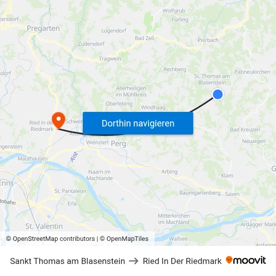 Sankt Thomas am Blasenstein to Ried In Der Riedmark map