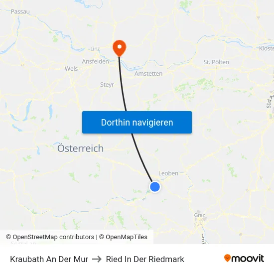 Kraubath An Der Mur to Ried In Der Riedmark map