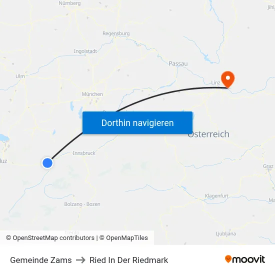 Gemeinde Zams to Ried In Der Riedmark map