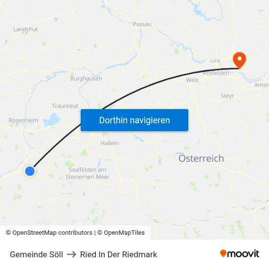 Gemeinde Söll to Ried In Der Riedmark map