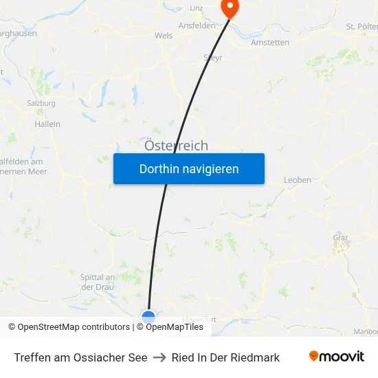 Treffen am Ossiacher See to Ried In Der Riedmark map