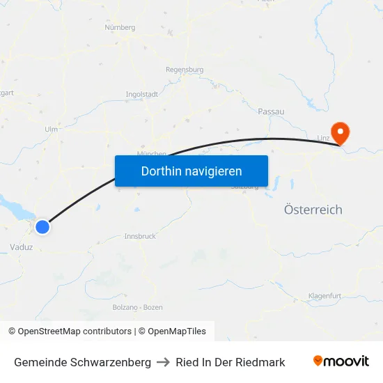 Gemeinde Schwarzenberg to Ried In Der Riedmark map