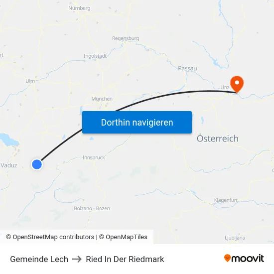 Gemeinde Lech to Ried In Der Riedmark map