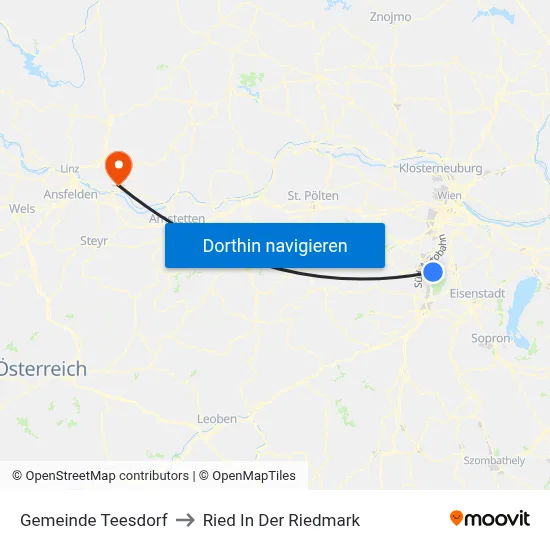 Gemeinde Teesdorf to Ried In Der Riedmark map