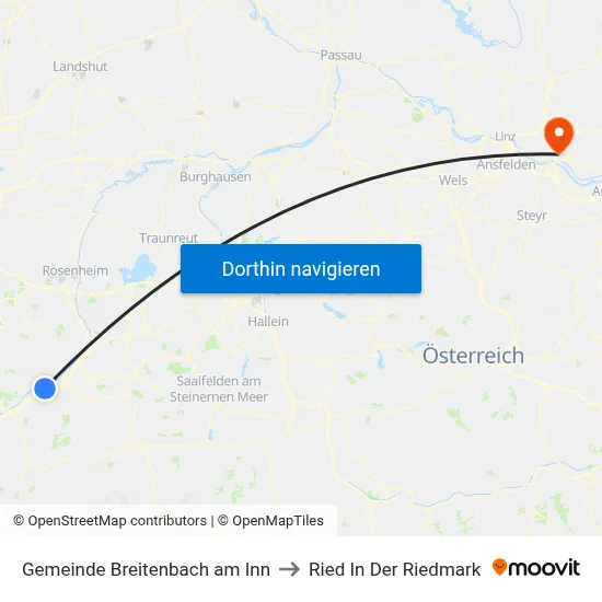 Gemeinde Breitenbach am Inn to Ried In Der Riedmark map