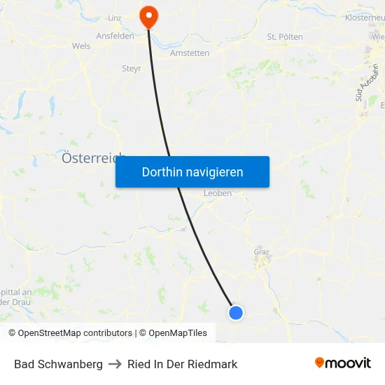 Bad Schwanberg to Ried In Der Riedmark map