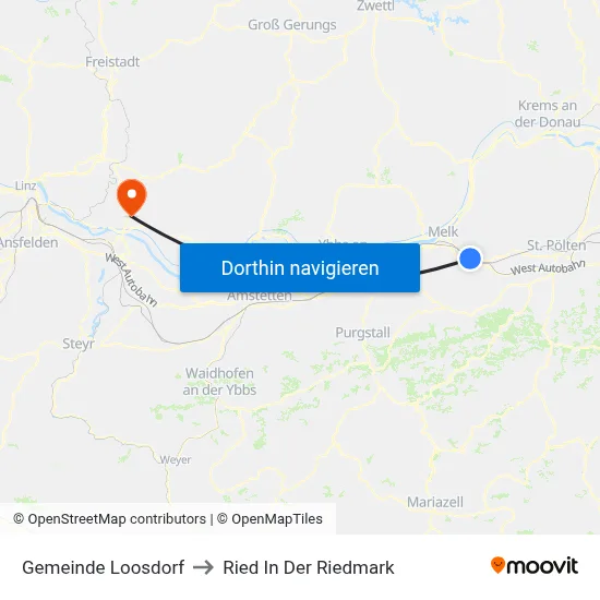 Gemeinde Loosdorf to Ried In Der Riedmark map