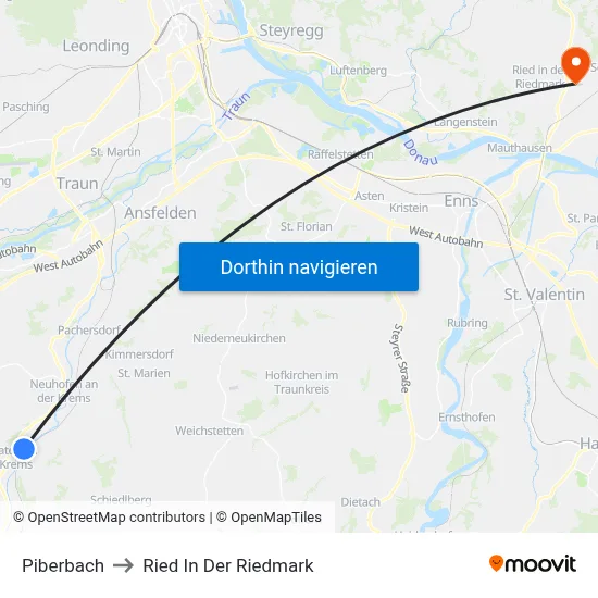 Piberbach to Ried In Der Riedmark map