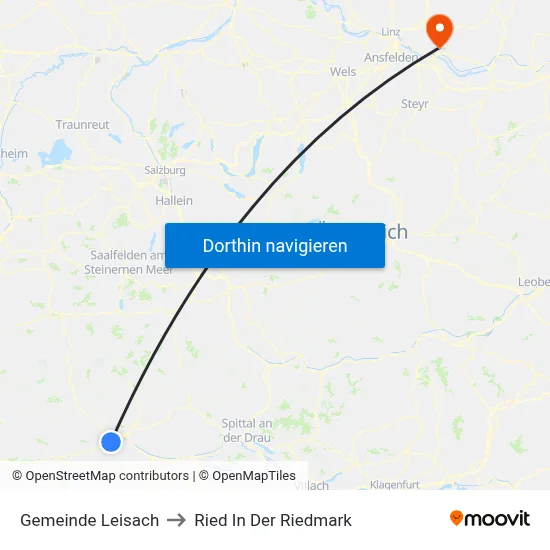 Gemeinde Leisach to Ried In Der Riedmark map