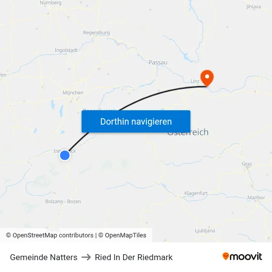 Gemeinde Natters to Ried In Der Riedmark map
