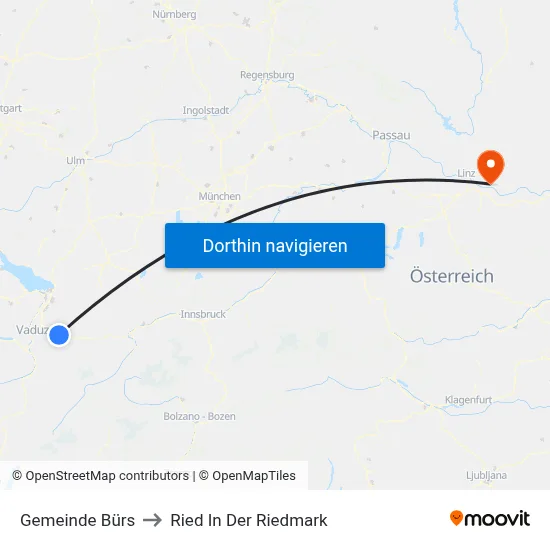 Gemeinde Bürs to Ried In Der Riedmark map