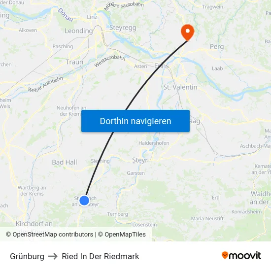 Grünburg to Ried In Der Riedmark map