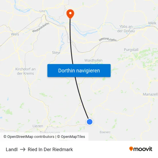Landl to Ried In Der Riedmark map