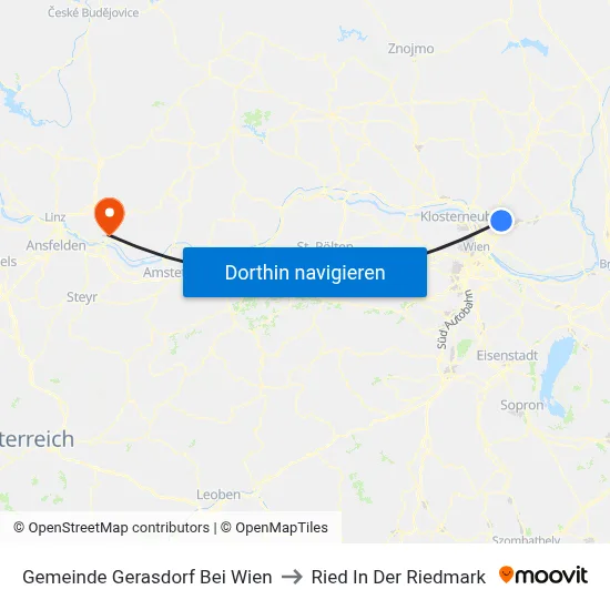 Gemeinde Gerasdorf Bei Wien to Ried In Der Riedmark map