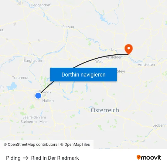 Piding to Ried In Der Riedmark map