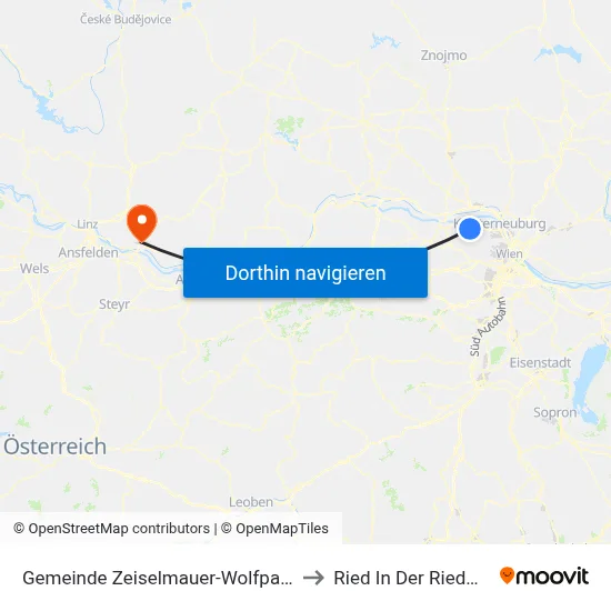 Gemeinde Zeiselmauer-Wolfpassing to Ried In Der Riedmark map