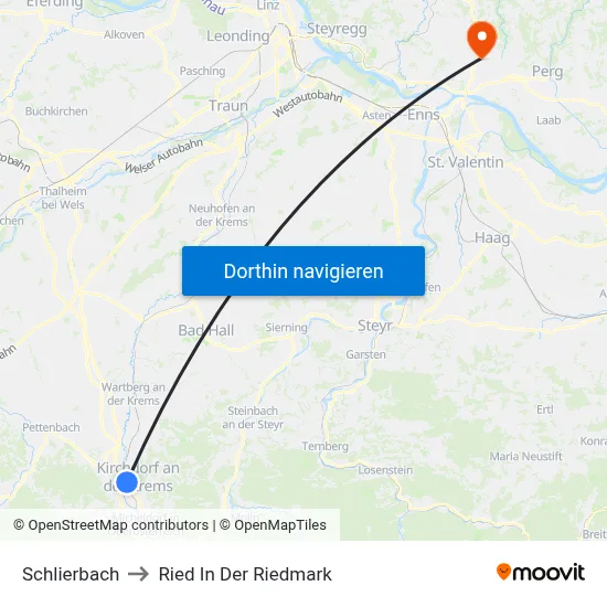 Schlierbach to Ried In Der Riedmark map
