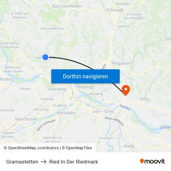Gramastetten to Ried In Der Riedmark map
