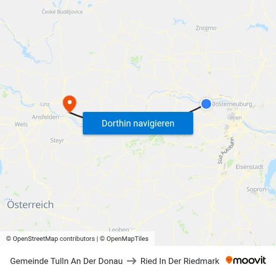 Gemeinde Tulln An Der Donau to Ried In Der Riedmark map