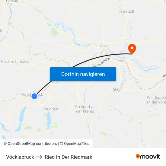 Vöcklabruck to Ried In Der Riedmark map