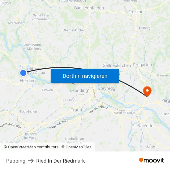 Pupping to Ried In Der Riedmark map