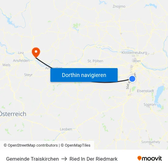 Gemeinde Traiskirchen to Ried In Der Riedmark map