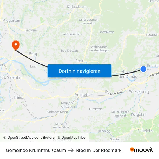 Gemeinde Krummnußbaum to Ried In Der Riedmark map