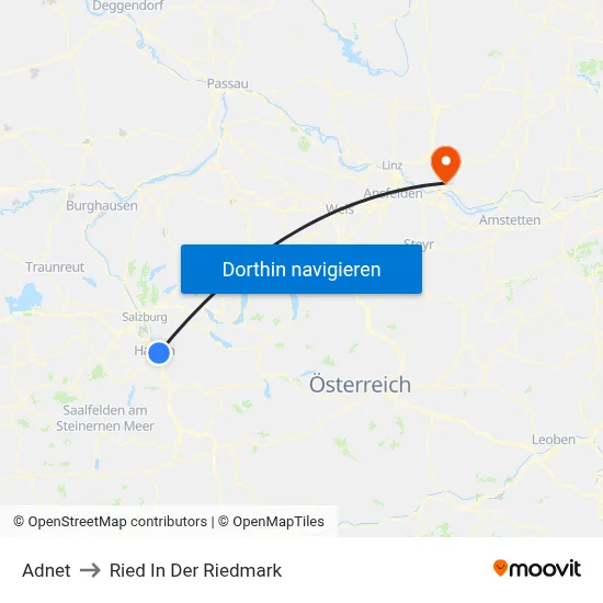 Adnet to Ried In Der Riedmark map
