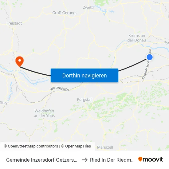 Gemeinde Inzersdorf-Getzersdorf to Ried In Der Riedmark map