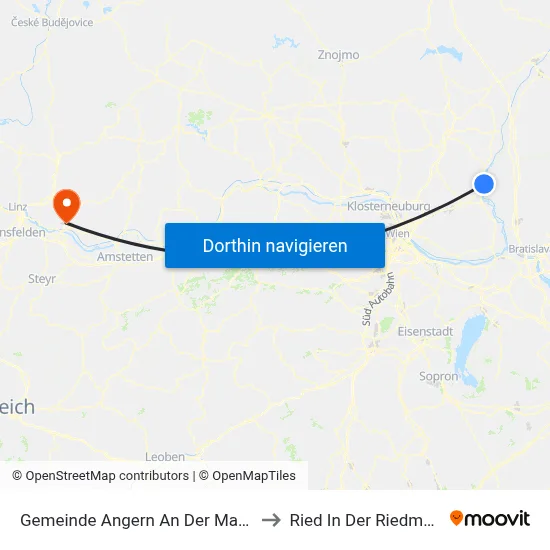 Gemeinde Angern An Der March to Ried In Der Riedmark map