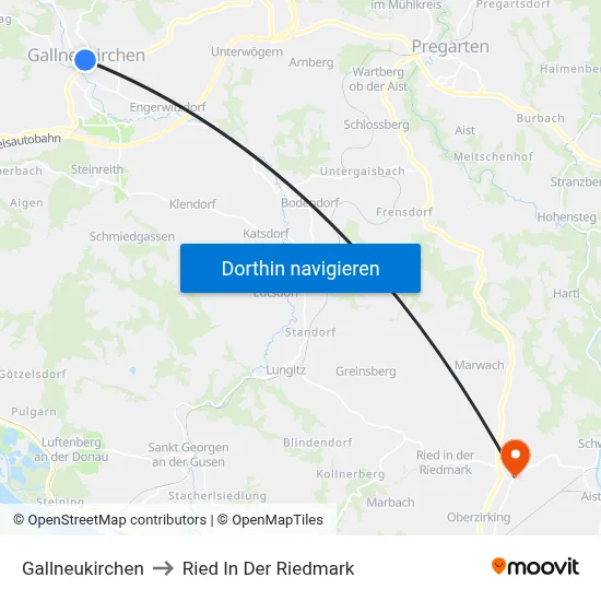 Gallneukirchen to Ried In Der Riedmark map