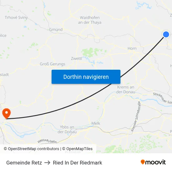 Gemeinde Retz to Ried In Der Riedmark map