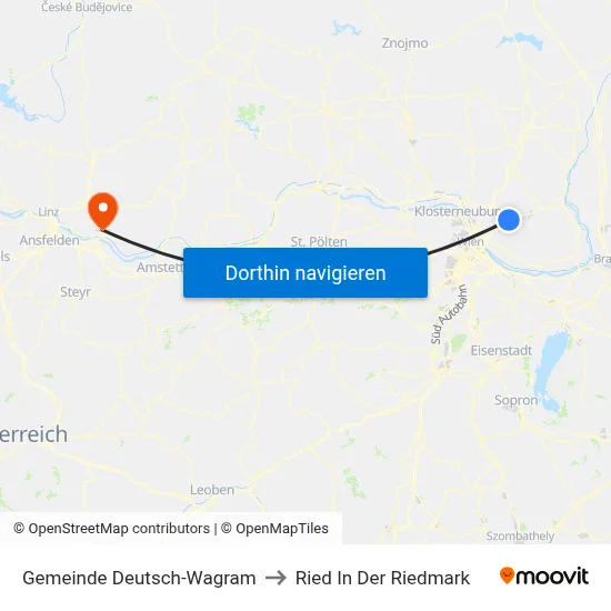 Gemeinde Deutsch-Wagram to Ried In Der Riedmark map