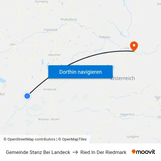 Gemeinde Stanz Bei Landeck to Ried In Der Riedmark map