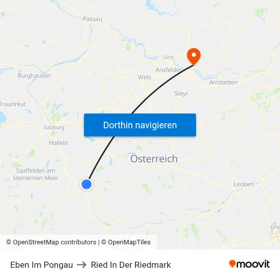 Eben Im Pongau to Ried In Der Riedmark map