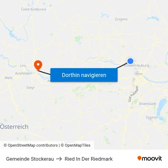 Gemeinde Stockerau to Ried In Der Riedmark map